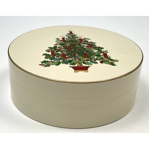 VTG GIBSON Otagiri Lacquer Ivory Christmas Tree 6 COASTER SET w/ Box Japan EUC - Picture 3 of 4